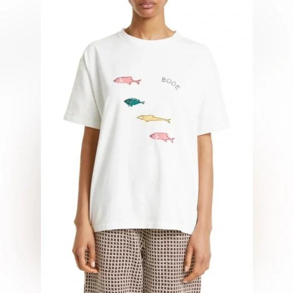 Bode Fish Appliqué Cotton T-Shirt Men’s Size Small AUTHENTIC - Picture 4 of 9
